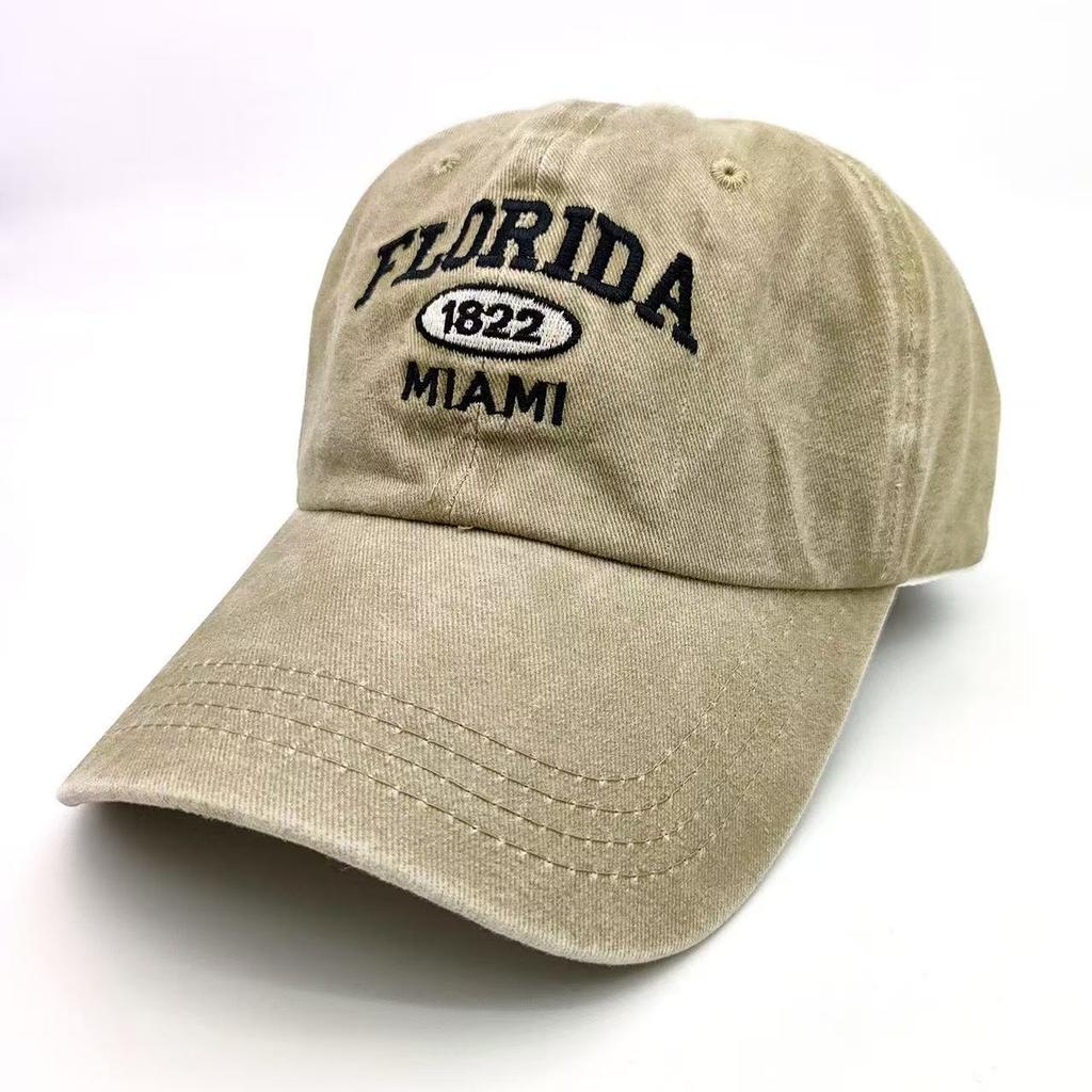 Vintage Washed Cowboy Baseball Cap For Men Women Florida Embroidery Sun Cap Casual Snapback Hip Hop Hat Curved Brim Soft Top Hat