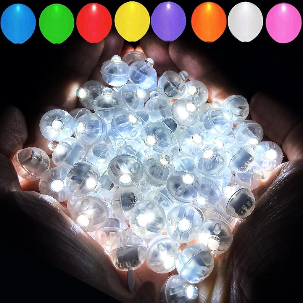 Aogist 100 Stück Weiße Ballonlichter, Lange Standby-Zeit Wasserdichtes Mini-Licht, Batteriebetrieben, Runde LED-Kugel Lampe für Latexballon Papierlaterne Party