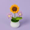 Handmade Crochet Sunflowers Potted Stuffed Plants Finished Woven Bouquet Home Desktop Decor Christmas Graduation Gifts