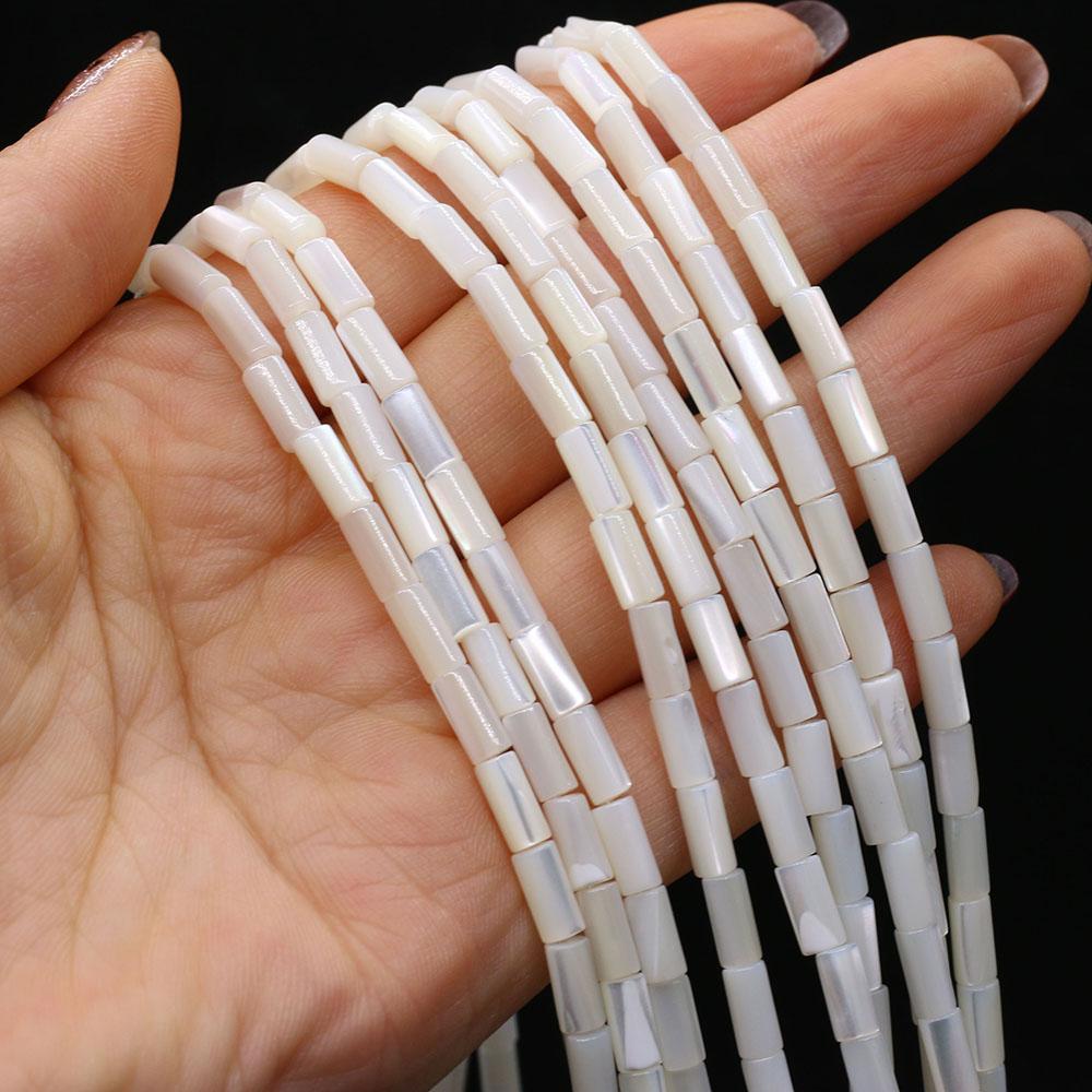 1 Strang Natürliche Süßwasser-Muschelperlen Weiß Rechteckliche Isolationsperlen Für Schmuckherstellung DIY Halskette Ohrringe Armband Perlen Zubehör