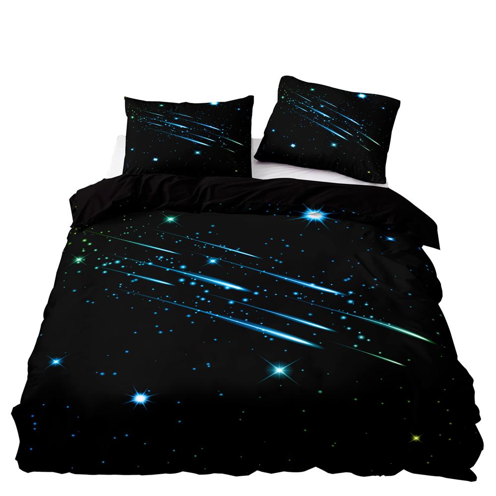 Sternschnuppen Bettbezug Set Nachthimmel Leuchtende Sterne Thema Bettdeckenbezug für Kinder Jugendliche Erwachsene Polyester Steppdeckenbezug King Size