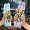 1PC Decorated Bohemian Elephant Print 750ml Color Plastic Sports Water Bottle Leakproof Flip Straw Lid Suitable for Sports Office Home Use