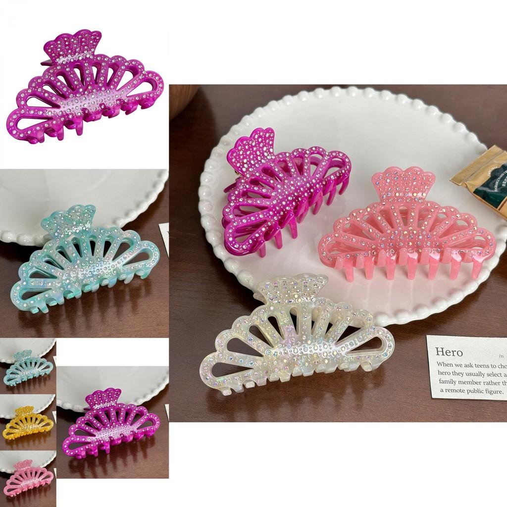 Stunning Diamond Embedded Acetate Hair Claw Clip For Thick Hair In Chic Colors Perfect For Winter Season