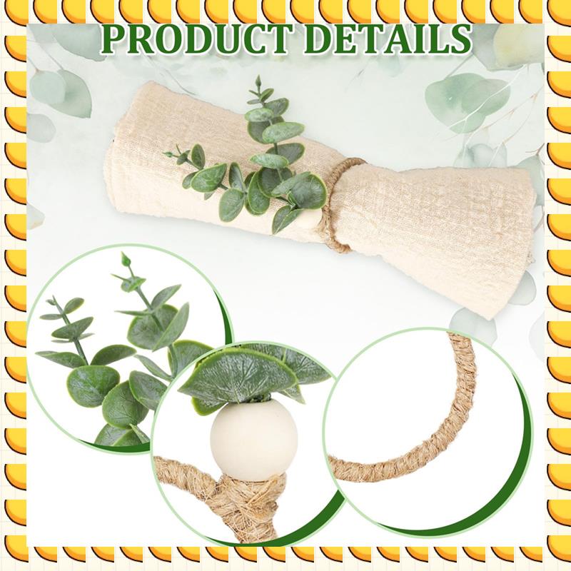 

BAAU Napkin Rings Set Of 30 Rustic Eucalyptus Leaf Rings Wood Bead Farmhouse Napkin Rings For Weddings & Table Decoration