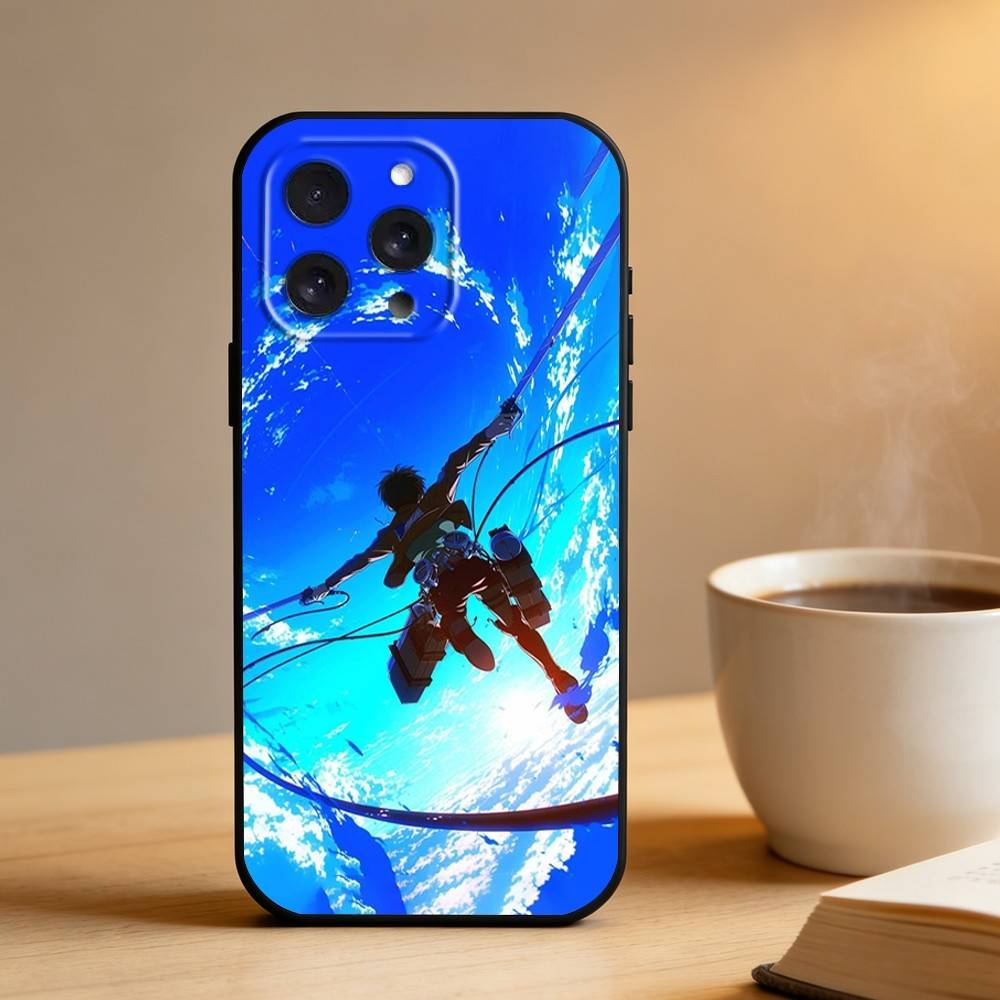 

Чехол для телефона с аниме Атака Титанов для iPhone 16, 15, 14, 13, 12, 17, Pro Max, Plus, силиконовый, черный iPhoneXSMAX