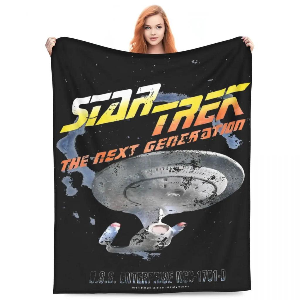 Deep Space Nine Flannel Throw Blanket with Station Logo  Warm Plush Quilt for Bed or Couch xcm