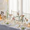 4pcs Nordic Transparent Glass Vases Retro Striped Vase Hydroponic Plants Flower Creative Vase Home Room Dinner Table Decor