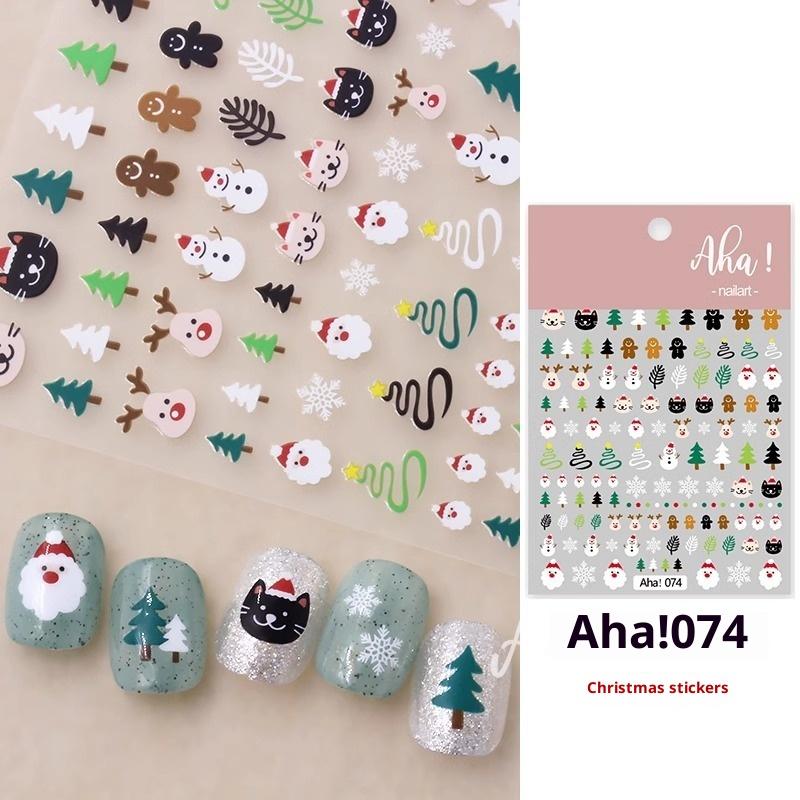 Christmas Nail Art Stickers Cartoon Santa Claus Snowman Snowflake Embossed Pattern Nail Sticker Nail Decals Manicure Decorations