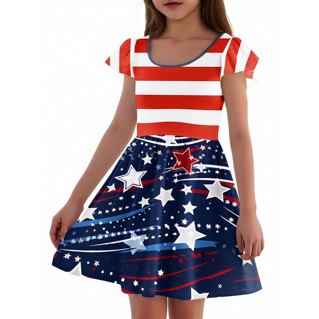 Dívčí šaty s batolecími rukávy, ležérní společenské školní šaty, oblečení pro dívky