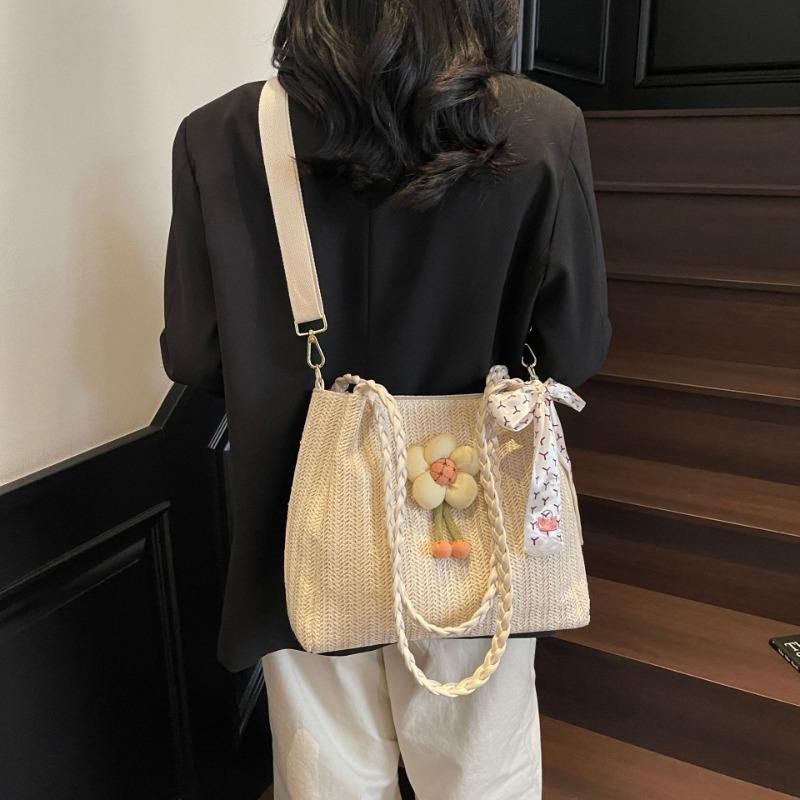 Tote bag women's large-capacity new summer crossbody woven straw bag seaside vacation wind beach bag