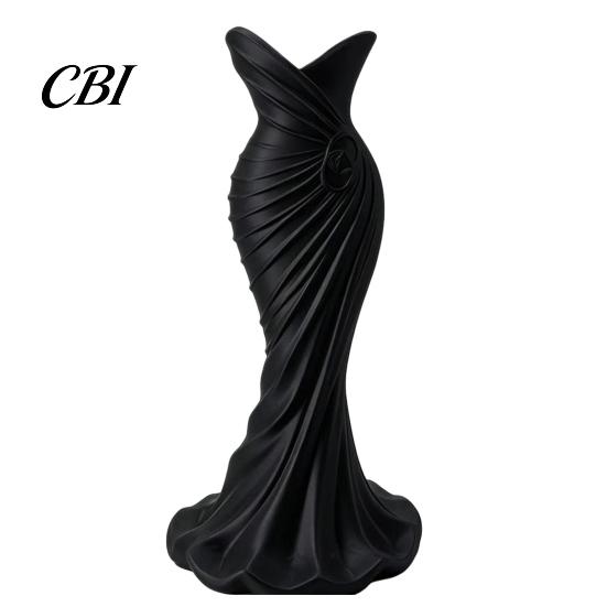Unique Ornamental Vase 3D Printed Evening Gown Shaped Vase, Elegant Dress Sculpture High-end Texture Flower Pot, Minimalist Home Ornament for Entryway