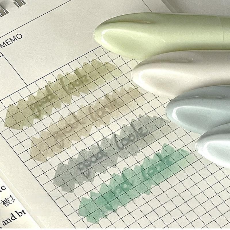 4pcs Morandi Color Dream Pastel Highlighter Pens Set Soft Tip Oblique Marker Liner for Drawing And Painting