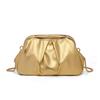 Fashionable Metallic Folded Handbag with Chain Luxury Designer Shoulder Cloud Purse Women Wedding Evening Clutch Bag Party Bag
