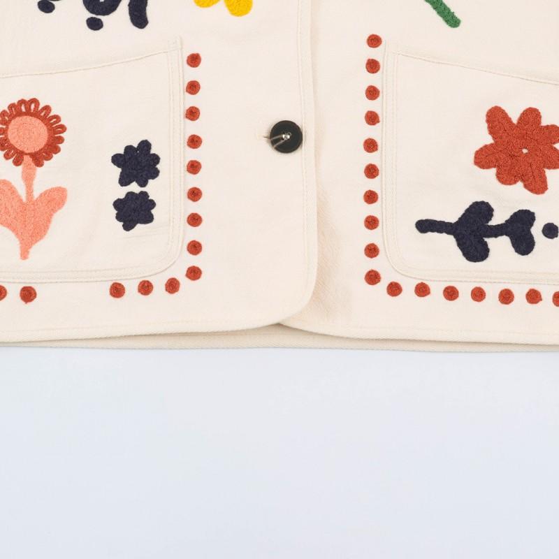 Womens Oversized Floral Embroidery Jacket 2026 Chic Boho Style Lightweight Outerwear In Apricot
