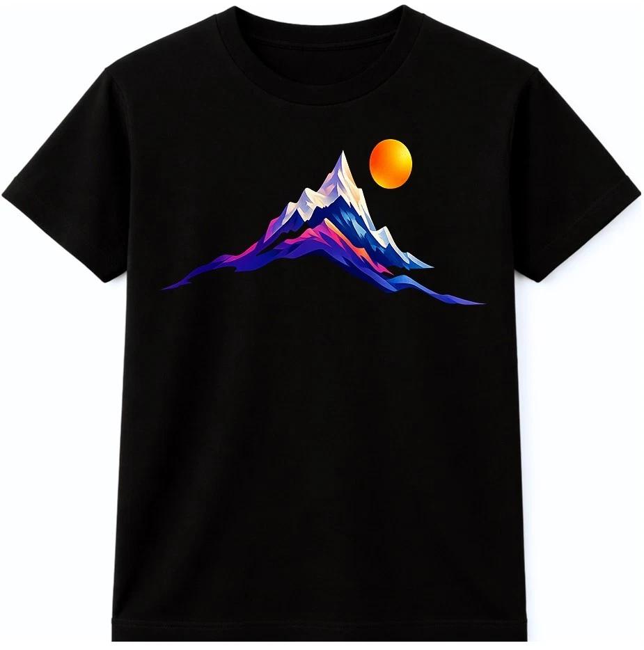 Футболка с изображением горного заката, цветная графическая футболка с пейзажем, для походов, кемпинга, на открытом воздухе 2XL