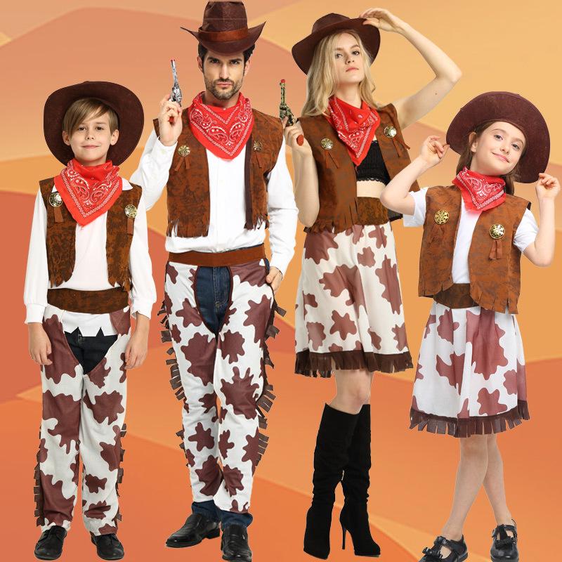 Western Cowboy Halloween Costume Set for Adults & Children - Perfect for Parent-Child Performances