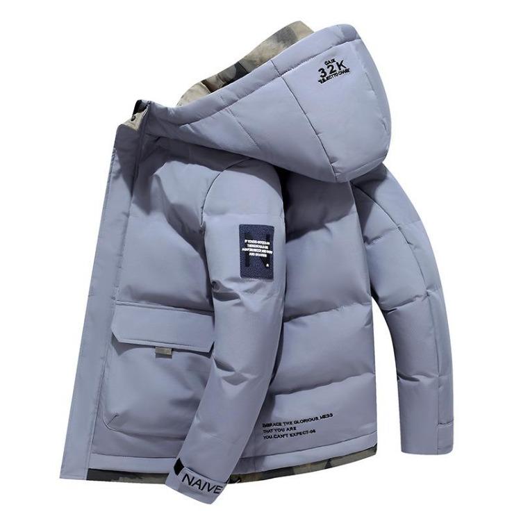 Hooded Winter Coat for Men Thickened Padded Warm Down Cotton Jacket