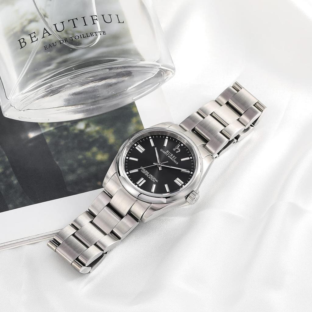 [BUREI] Women's Watch Analog Waterproof Quartz Couple Watch Popular Simple Silver Black Luminous Clock