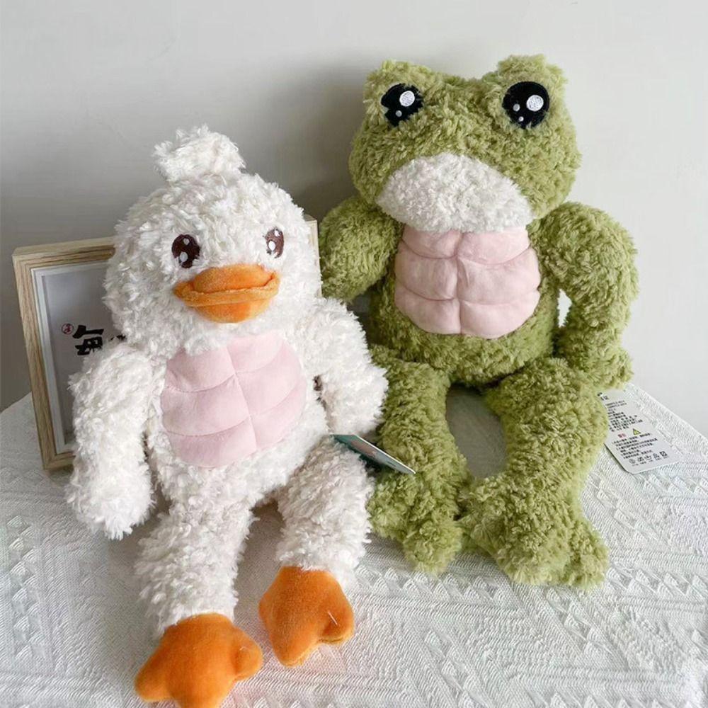 Plushies Muscular Duck Stuffed Animal Fluffy Soft Muscle Frog Doll  Home Decor