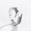 Adjustable Open Ring Men Women Vintage Gothic Wing Design Plated Unisex Statement Jewelry