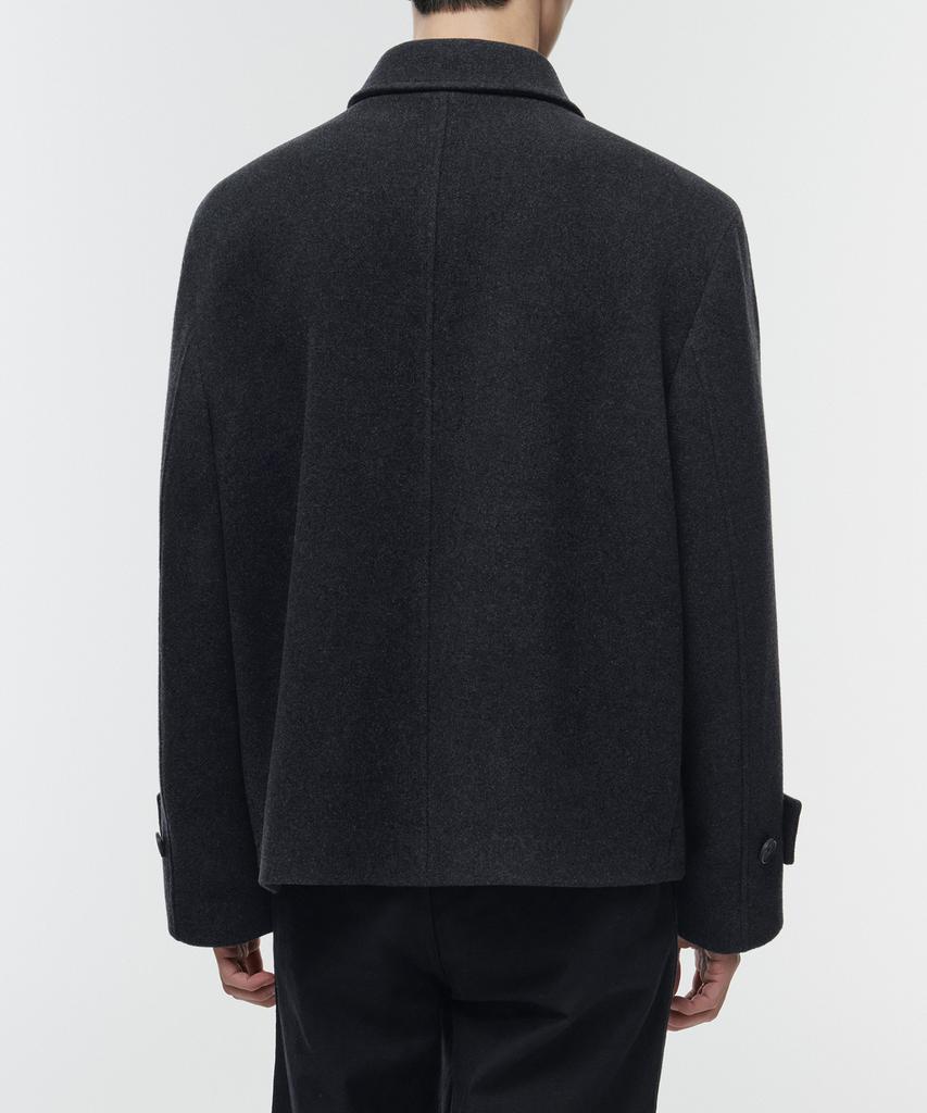 Musinsa Standard Wool Blend Oversized Short Balmacaan Coat [Charcoal Grey]