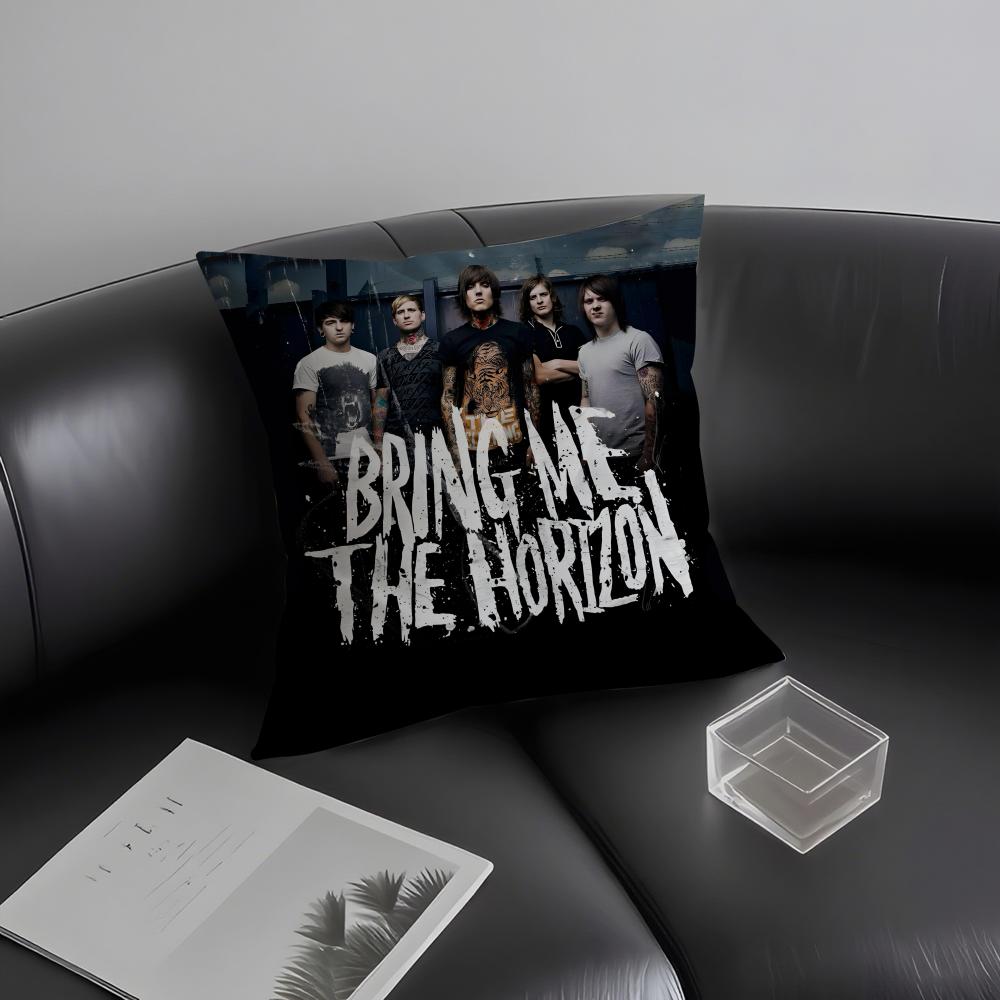 B-Bring Me The H-Horizon Band Cushion Cover Pillowcase Ultra Soft Skin Friendly Fabric Cloud Like Comfort & Concealed Zipper