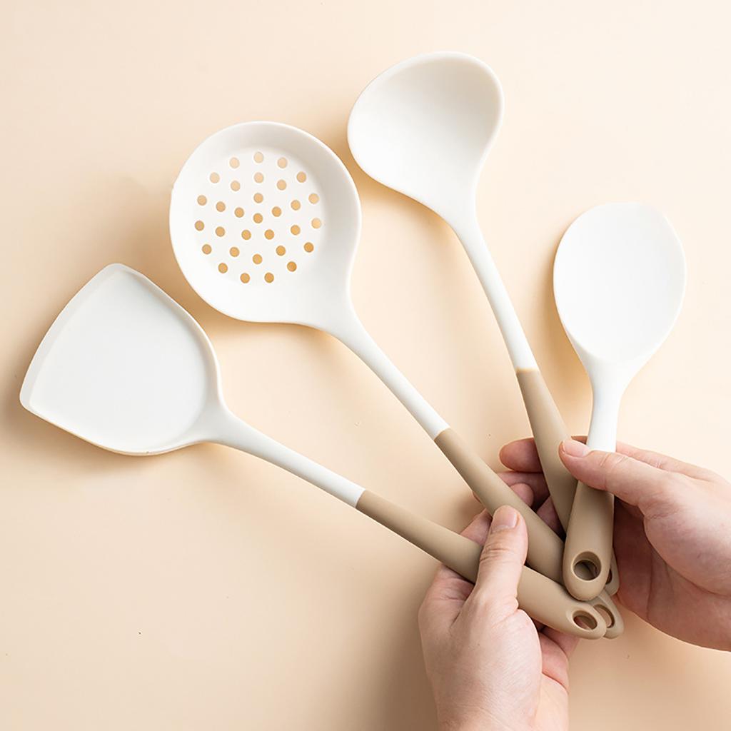 4pcs Silicone Kitchenware Utensils Set Pot Shovel Leaky Spoon Soup Spoon Ladle Cooking Set Party Home Kitchen Tools