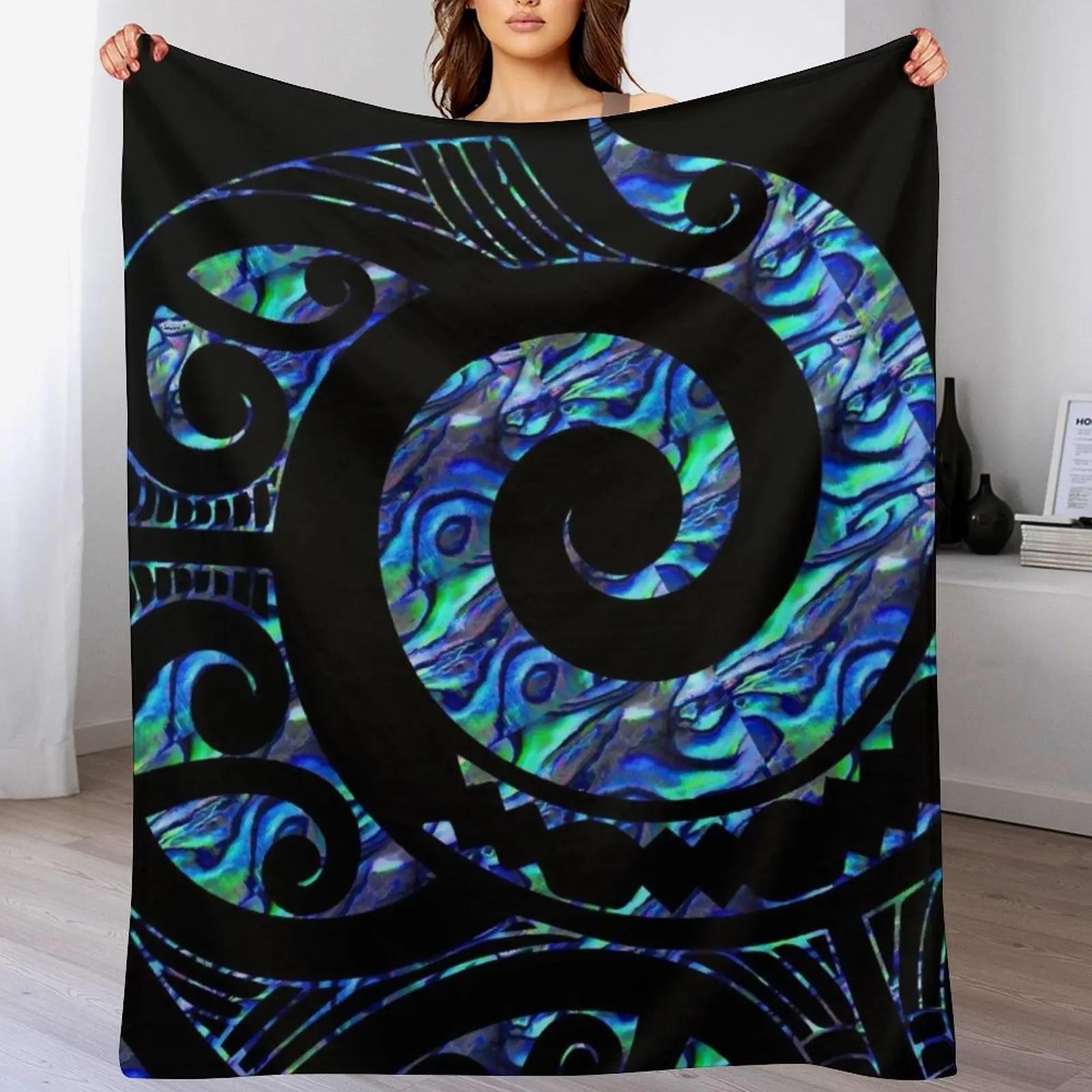 

New Zealand Maori Paua Tattoo Koru Design Throw Blanket Soft Comfort Blanket for Reading Watching TV 102x76cm(40x30in)