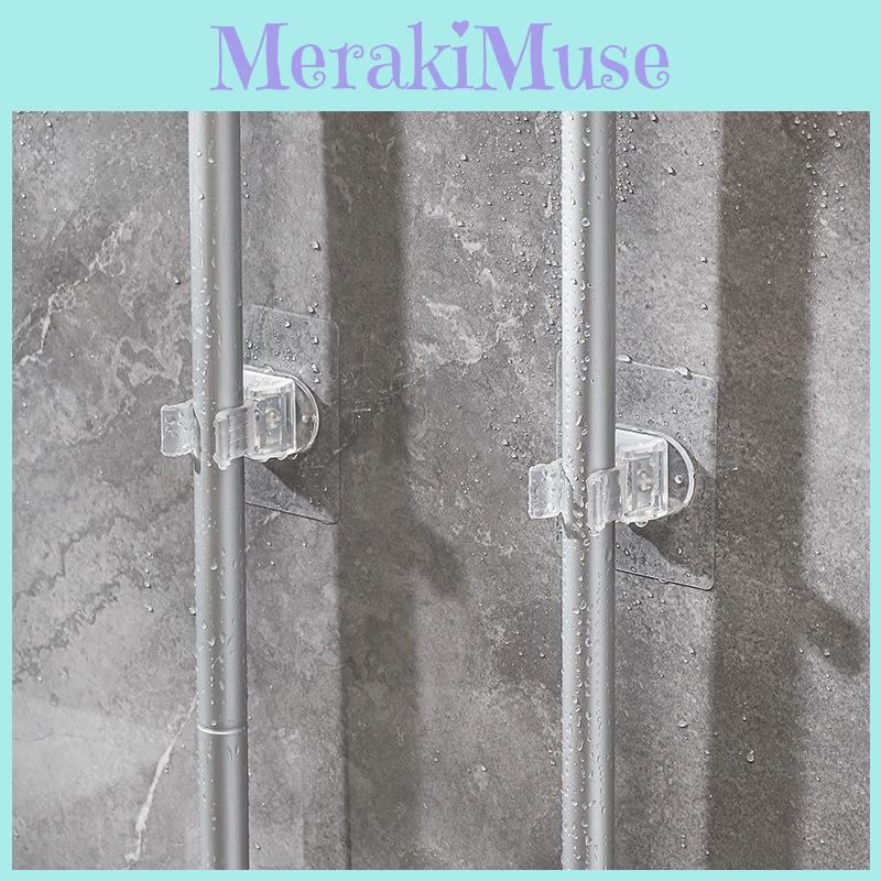 Invisible Adhesive Wall Hook No Drill Damage Plastic Bathroom Broom Hanger Mop