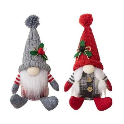 Charming Faceless Gnome Doll Pair for American Christmas 2pcs Cloth Figurines Red Grey 26x13x5cm for Seasonal Festive Home Decor