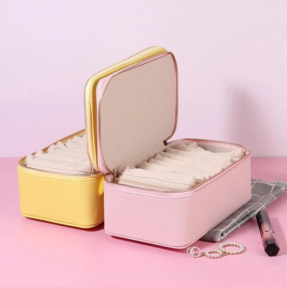 Dustproof Jewelry Display Box with 12 Small Pouches Jewelry Storage Case PU Jewelry Box  Home