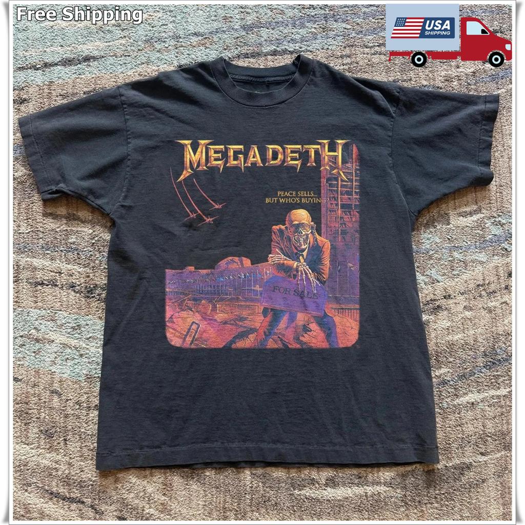 Megadeth Rock Koszulka Unisex Czarna Rozmiar S-5XL Peace Sells