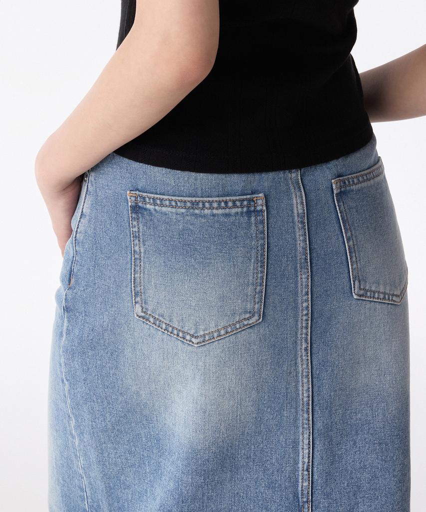 MUSINSA STANDARD WOMAN Women'S Denim Maxi Skirt [Light Indigo]