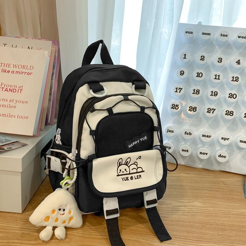 Japanese Macaron Backpack New Schoolbag Contrast Color Large Capacity Backpack for Junior High School Students