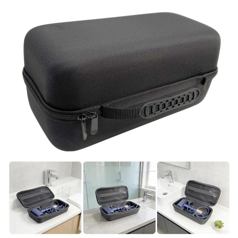 Travel Organiser Bag for Hair Dryer and Styling Tools Features Expandable Mesh Pouch Compactly