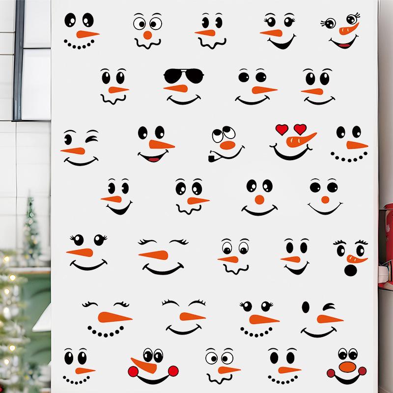 Cartoon snowman emoji sticker funny snowman decoration sticker self-adhesive refrigerator sticker wall sticker gift box decoration