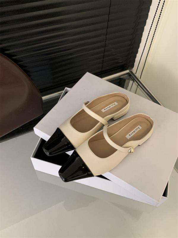 Fashion Cover Toe Shoes Low Square Heel Ladies' Slippers Luxury Slides Slipers Women Block Designer 2025 Soft Rome Fabric PU Hoof Heels