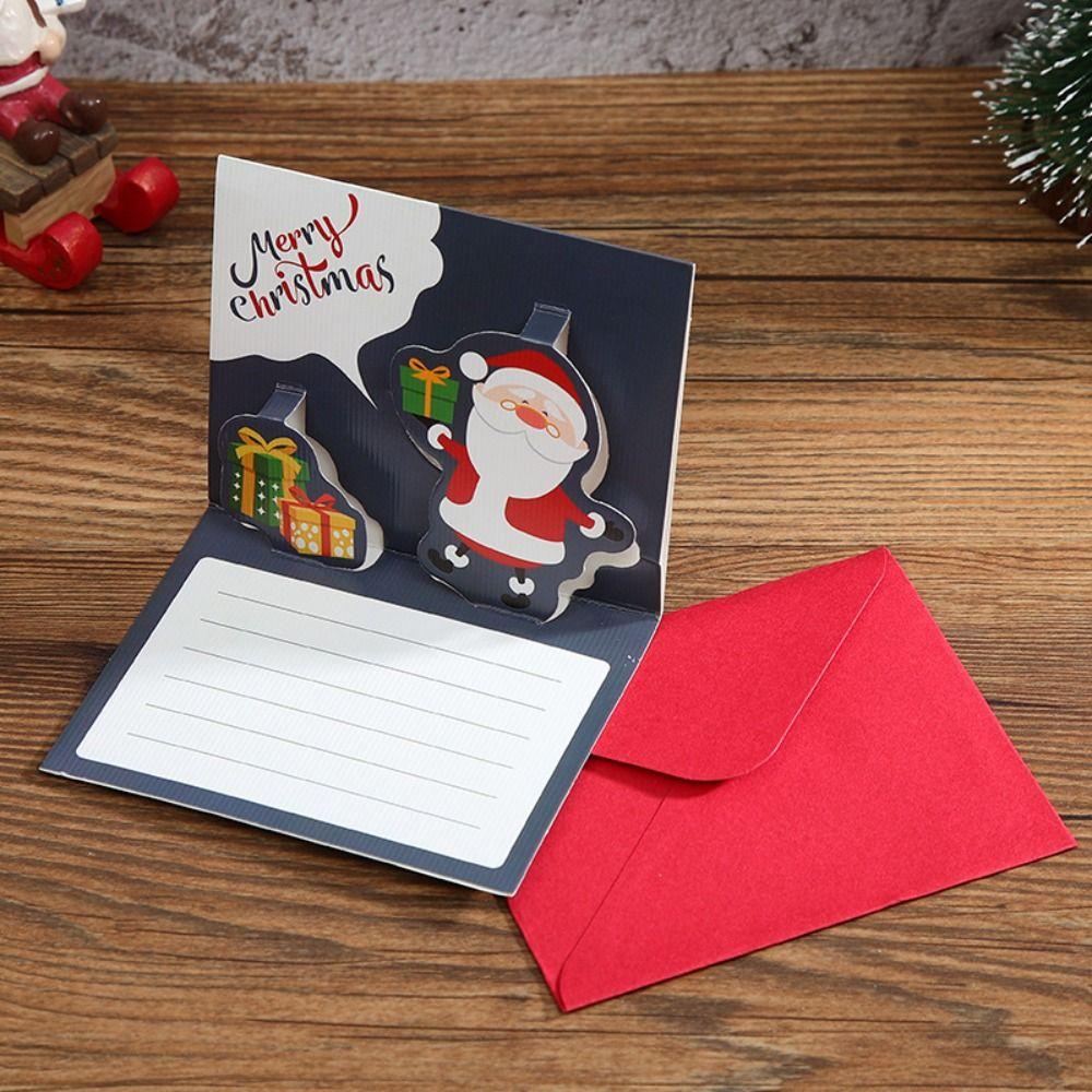 Handwriting Merry Christmas 3D Cards Christmas Tree New Year Greeting Cards  Party Accessories