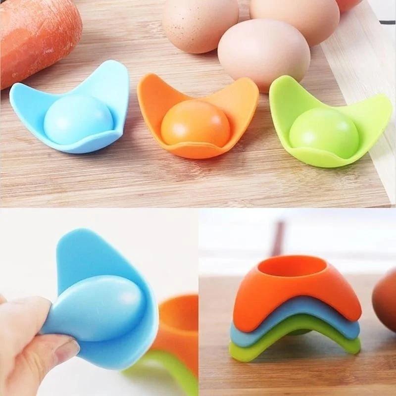 New Creative Silicone Eggs Cup Holder Food Grade Boiled Boiler Eggcup Storage Protect Kitchen Cooking Tool Gadgets Color Random
