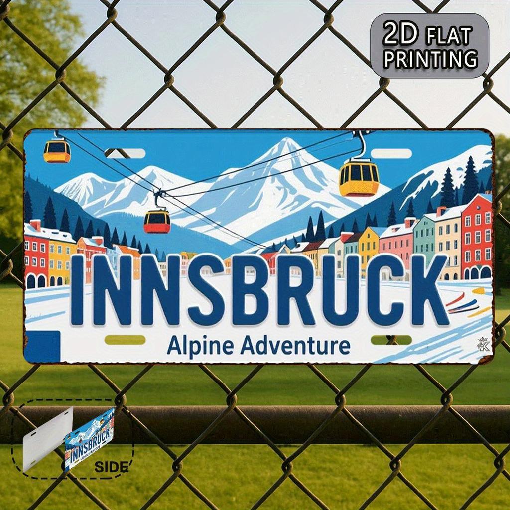 D Flat Pc Innsbruck Vintage Metal Aluminum Sign License Plate Travel Souvenirs Gifts for Friends Suitable for Living Room