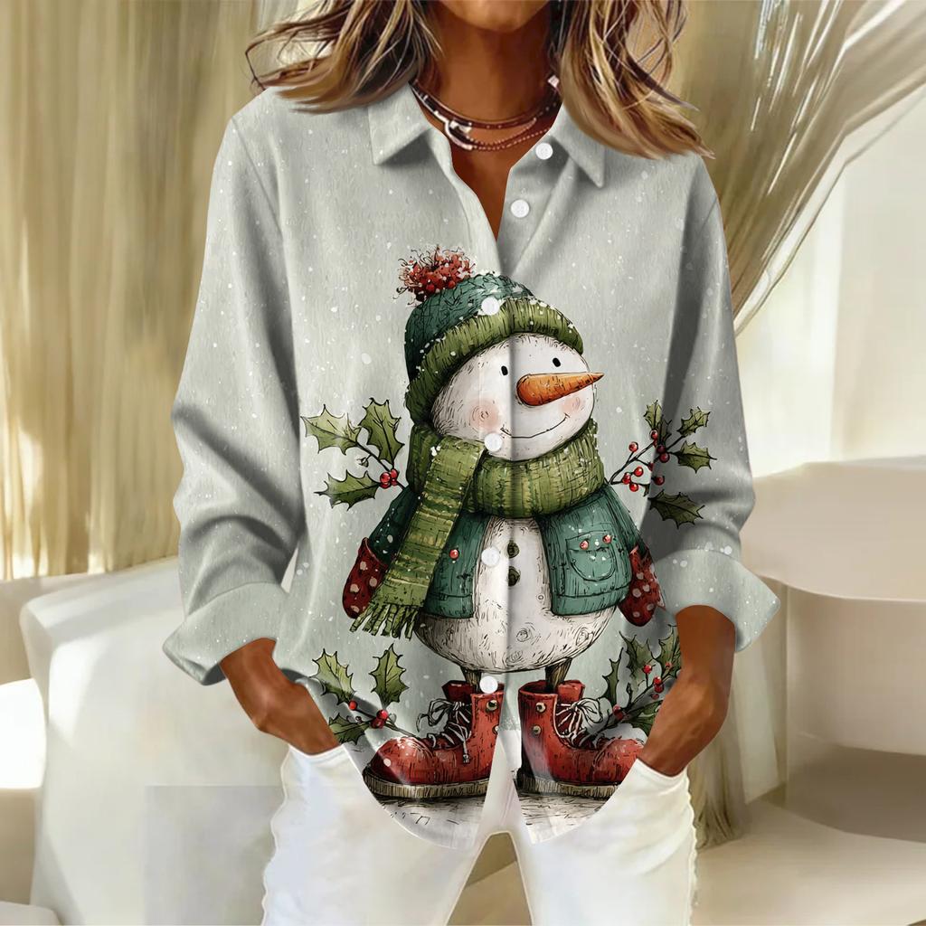 Women's Shirt With Floral Print Buttons, Long Sleeved Casual Regular Shirt Blouses Casual Plus Size Basic Tops