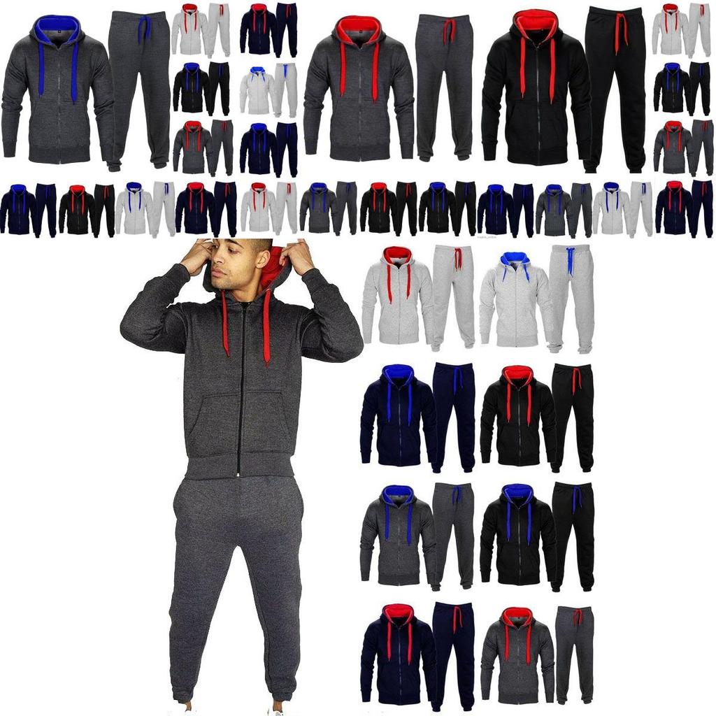 Luxuriously Warm Men's Tracksuit Set With Fleece Zip Hoodie And Jogging Bottoms