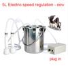 3L/5L Automatická elektrická a pulzující pro hospodářská zvířata Krávy Kozy Ovce Vakuová pumpa Nerezový kbelík na dojení Dojící stroj