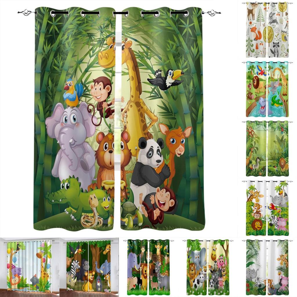 Zoo Curtain Forest Cartoon Children 3d Digital Printing Lightblocking Curtain