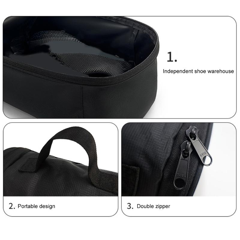 Breathable Sports Shoe Storage Case Water Resistant Zippered Canvas Footwear Organizer with Reinforced Handles