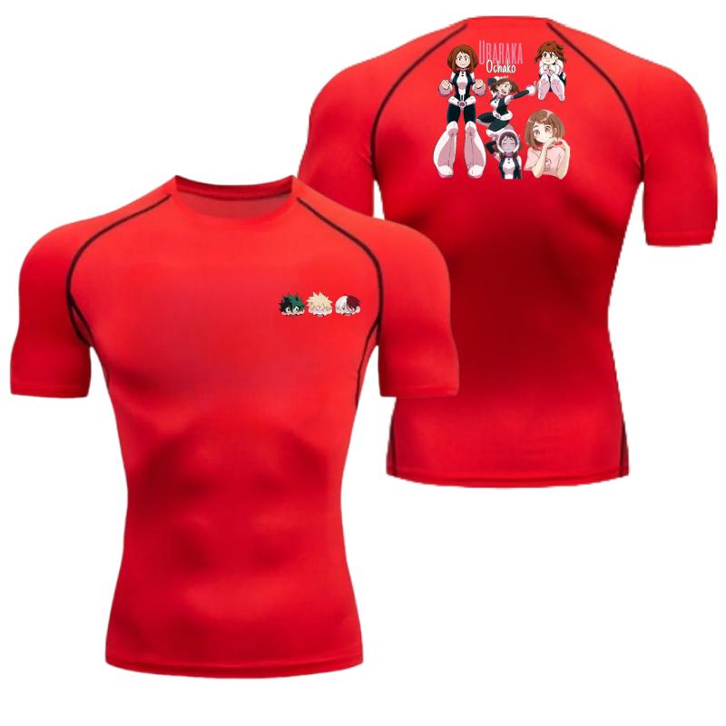 

Мужская компрессионная футболка для тренировок, быстросохнущая, с принтом Урараки Очако, дышащая, влагоотводящая, облегающая футболка, устойчивая к поту XXXL