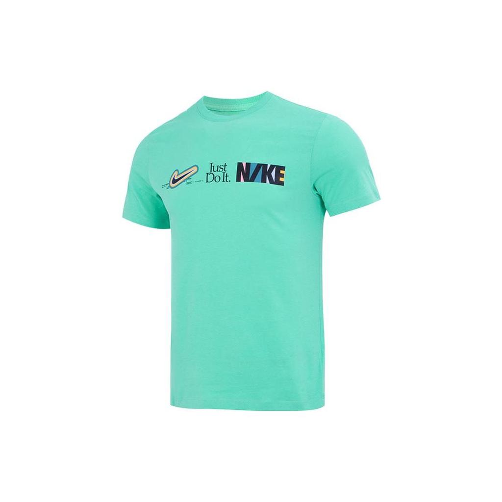 Nike Alphabet Print Running Fitness Training Loose Casual Round Neck Short Sleeve T-Shirt Men Tops Green FB9775-363