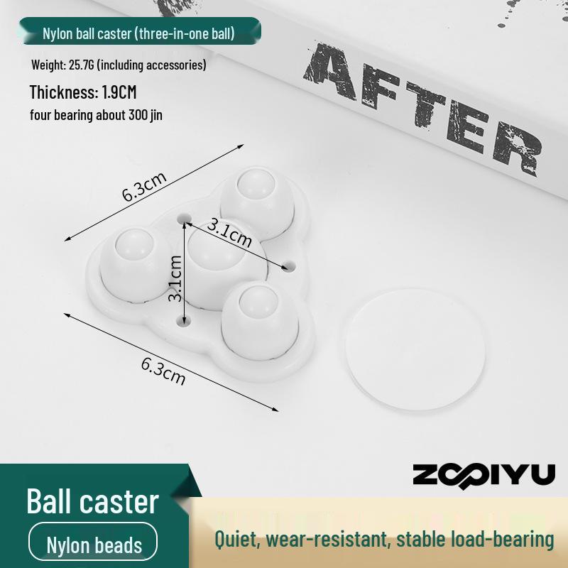 Universal Adhesive Caster Wheels, Silent, Wear-Resistant, Punch-Free Ball Bearings, Thickened Base for Household Use