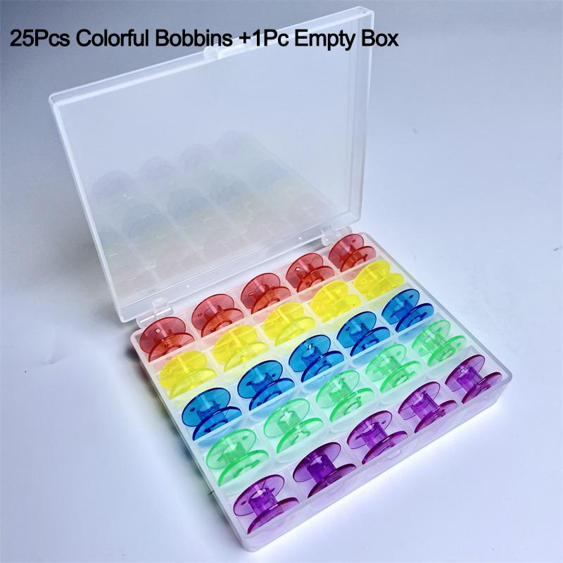 25 Grid Clear Empty Bobbins Storage Boxes Plastic Bobbins Spool Storage Box For Household DIY Sewing Machine Accessories Tool