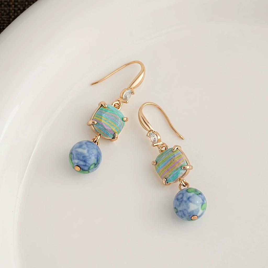 Modne Bohemian Dworskie Kolorowe Kryształowe Szklane Kolczyki Kule dla Kobiet Kreatywny Etniczny Styl Kryształowe Imprezowe Prezenty